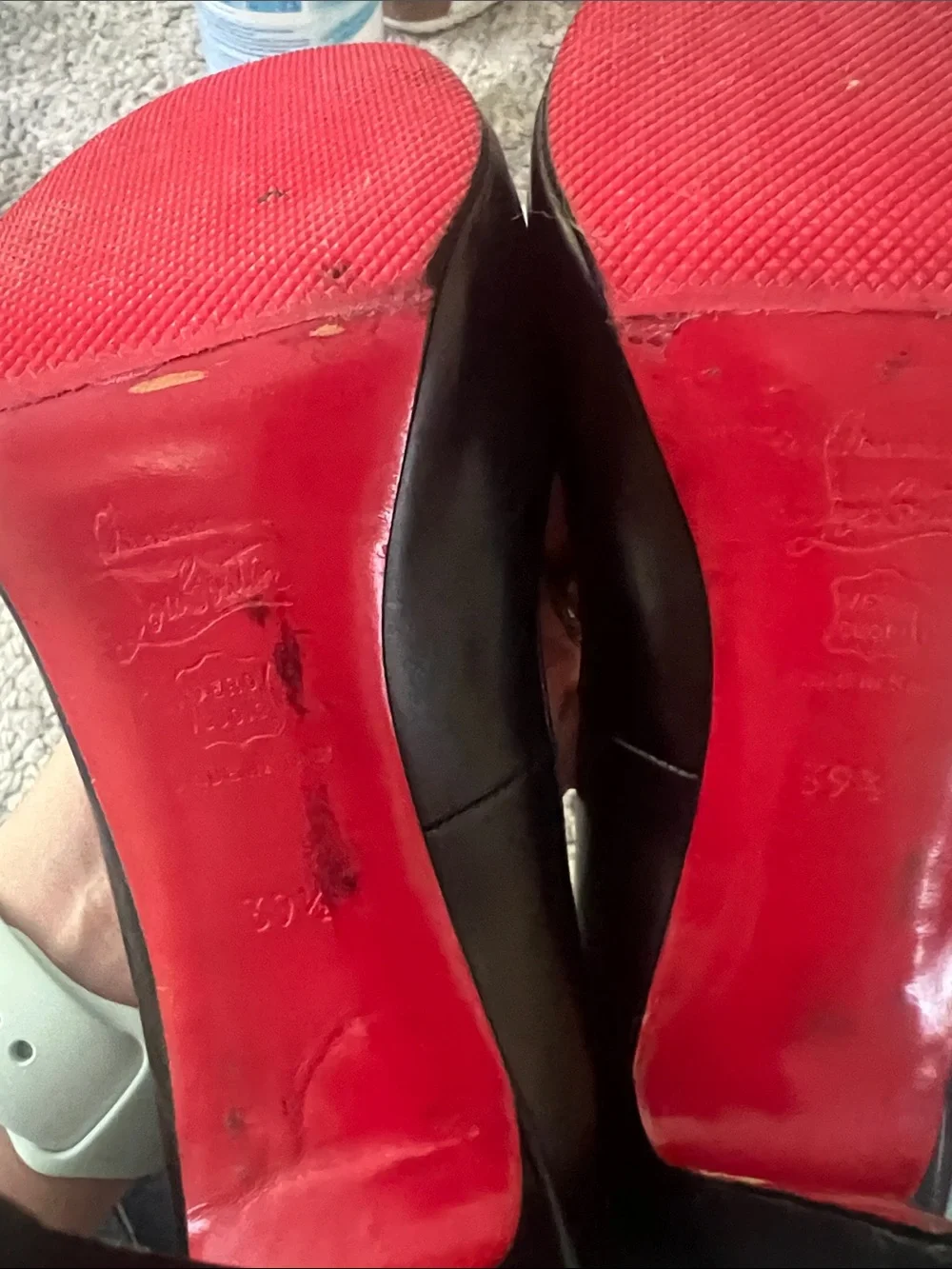 Christian Louboutin Black Leather Peep-Toe Pumps